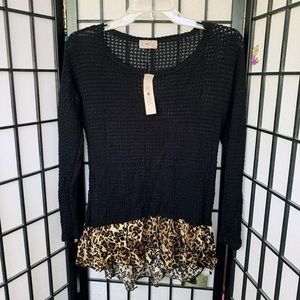 Black and Leopard Sweater Top